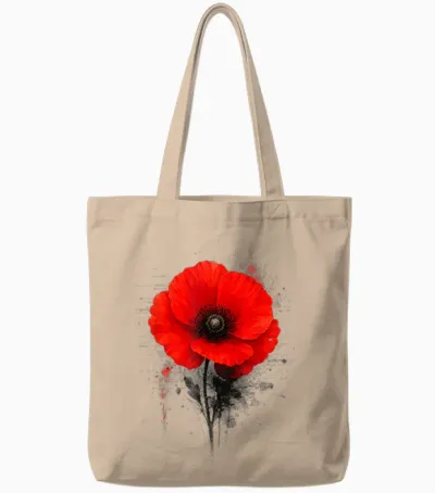 Coquelicot Rouge Texte Art Abstrait Graphique Tote Bags - Natural