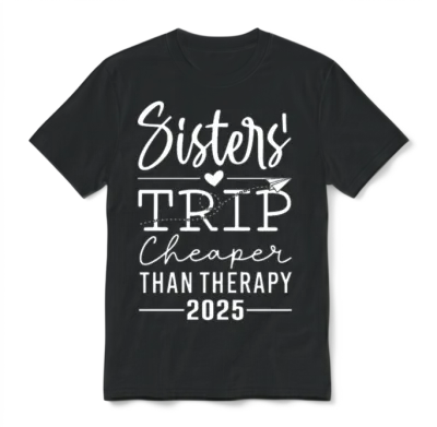 Sister’s Trip Cheaper Than Therapy Unisex T-Shirt - Black