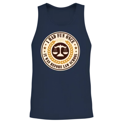 I Had Fun Once It Was Before Law School Funny Unisex Tank Top - Navy