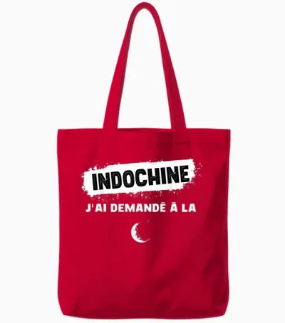 Indochina Moon Man Woman Child T-Shirt, Black, S Tote Bags - Red