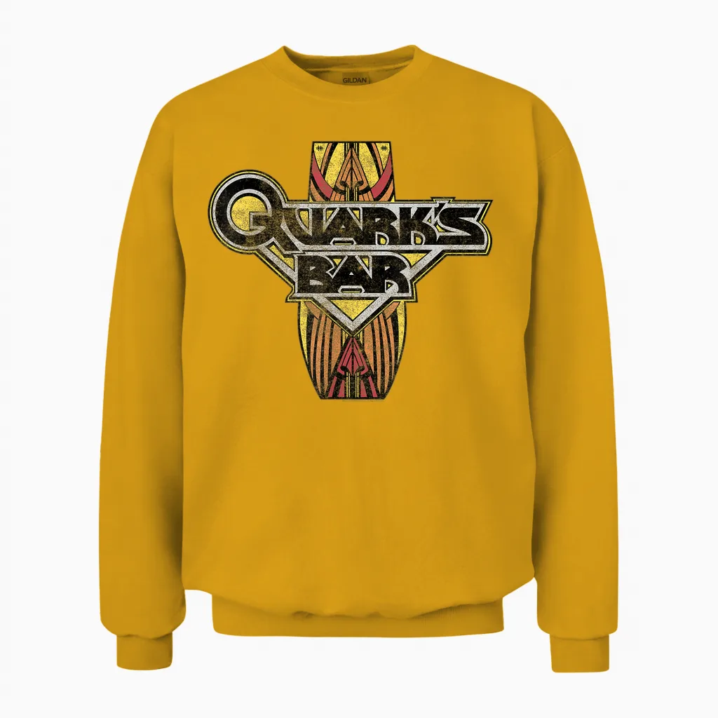 Star Trek Ds9 Quark's Bar Vintage Graphic Logo Unisex Sweatshirt in Gold