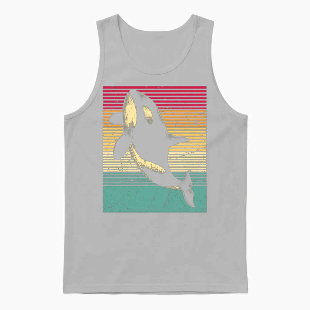 Retro Killer Whale Unisex Tank Top in Ash