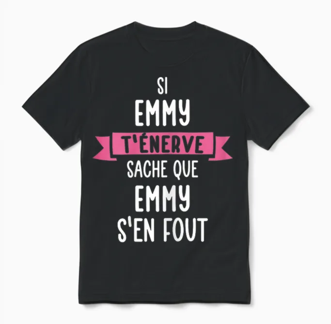 Gift Woman Humor Personalised Name Emmy Unisex T-Shirt in Black