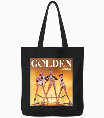 Kpop Demon Hunters Huntrix Golden Tote Bags - Black