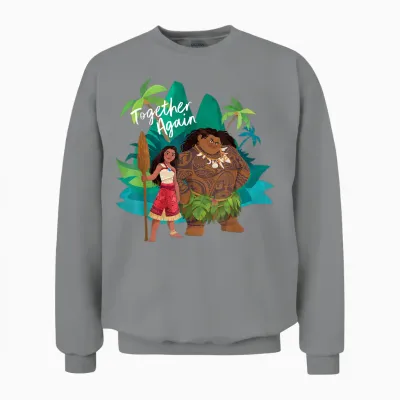 Disney Moana 2 Moana and Maui Together Again T-Shirt, Black, S Unisex Sweatshirt - Sport Grey