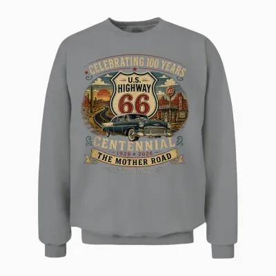 Vintage Highway 66 100 Year Centennial Anniversary Souvenir Unisex Sweatshirt - Sport Grey