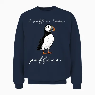 I Puffin Love Puffins Citation D'oiseau De Rivage Humoristique Manche Longue Unisex Sweatshirt - Navy