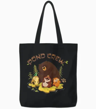 Disney and Pixar's Hoppers Pond Crew Beaver Mabel & Friends Tote Bags - Black