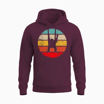 Orangutan Retro Unisex Hoodie - Maroon