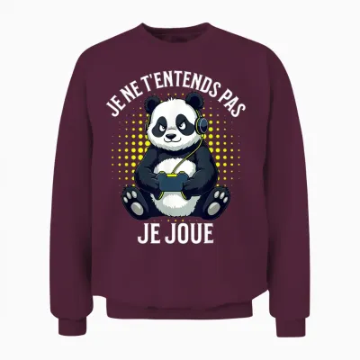 Video Games Panda Gaming Boy Gamer T-Shirt, Black, S Unisex Sweatshirt - Maroon