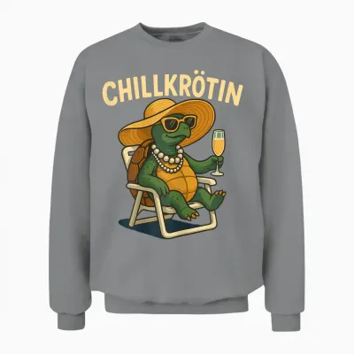 Funny T-Shirt with Chill Turtle Unisex Sweatshirt - Sport Grey