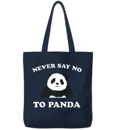 Never Say No to Panda - White Tote Bags - Navy