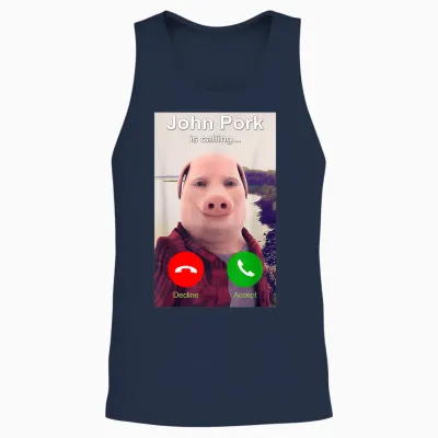 John Pork Is Calling Unisex Tank Top - Navy
