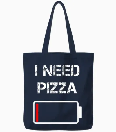 I Need Pizza | Italian Food | Pizza Lover | Funny Pizza T-Shirt Small Tote Bags - Navy