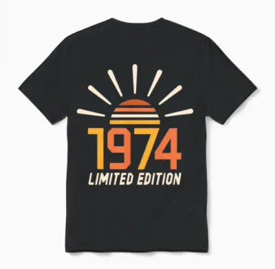 50th Birthday Vintage 1974 Limited Edition Gift Unisex T-Shirt - Black