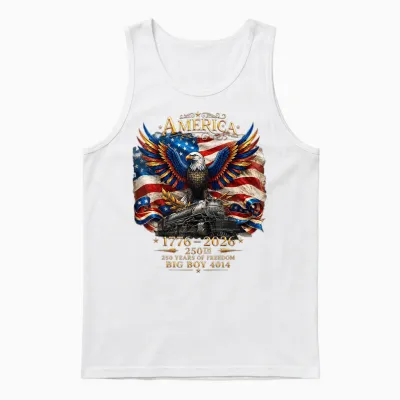 Big Boy 4014 Train Usa 250th Anniversary Patriotic American Unisex Tank Top - White
