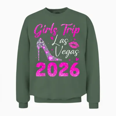 Girls Trip Las Vegas 2026 Women Girls Weekend Trip to Vegas Unisex Sweatshirt - Military Green