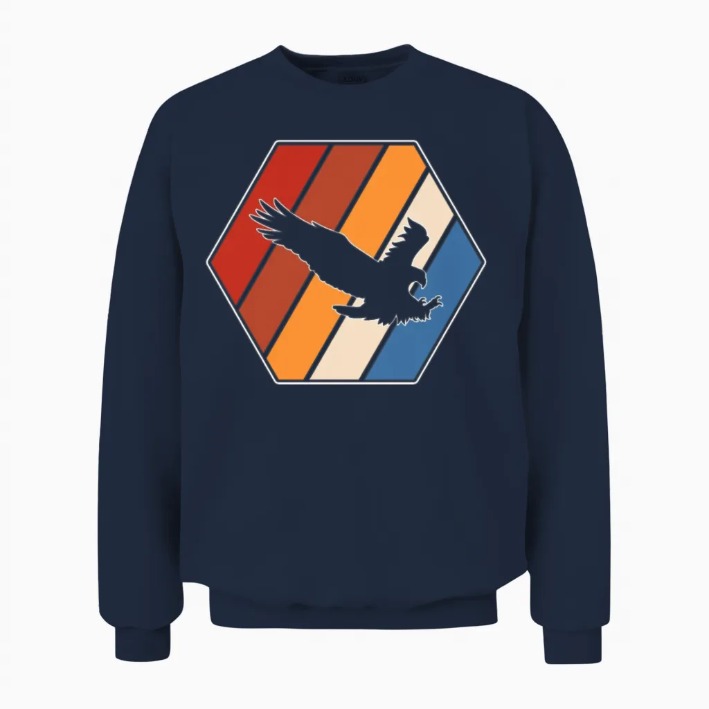 Eagle Retro Wildlife Unisex Sweatshirt in Navy