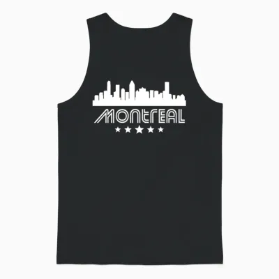 Retro Montreal Skyline Unisex Tank Top - Black
