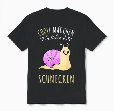 Coole Mädchen Lieben Schnecken Geschenk Unisex T-Shirt - Black