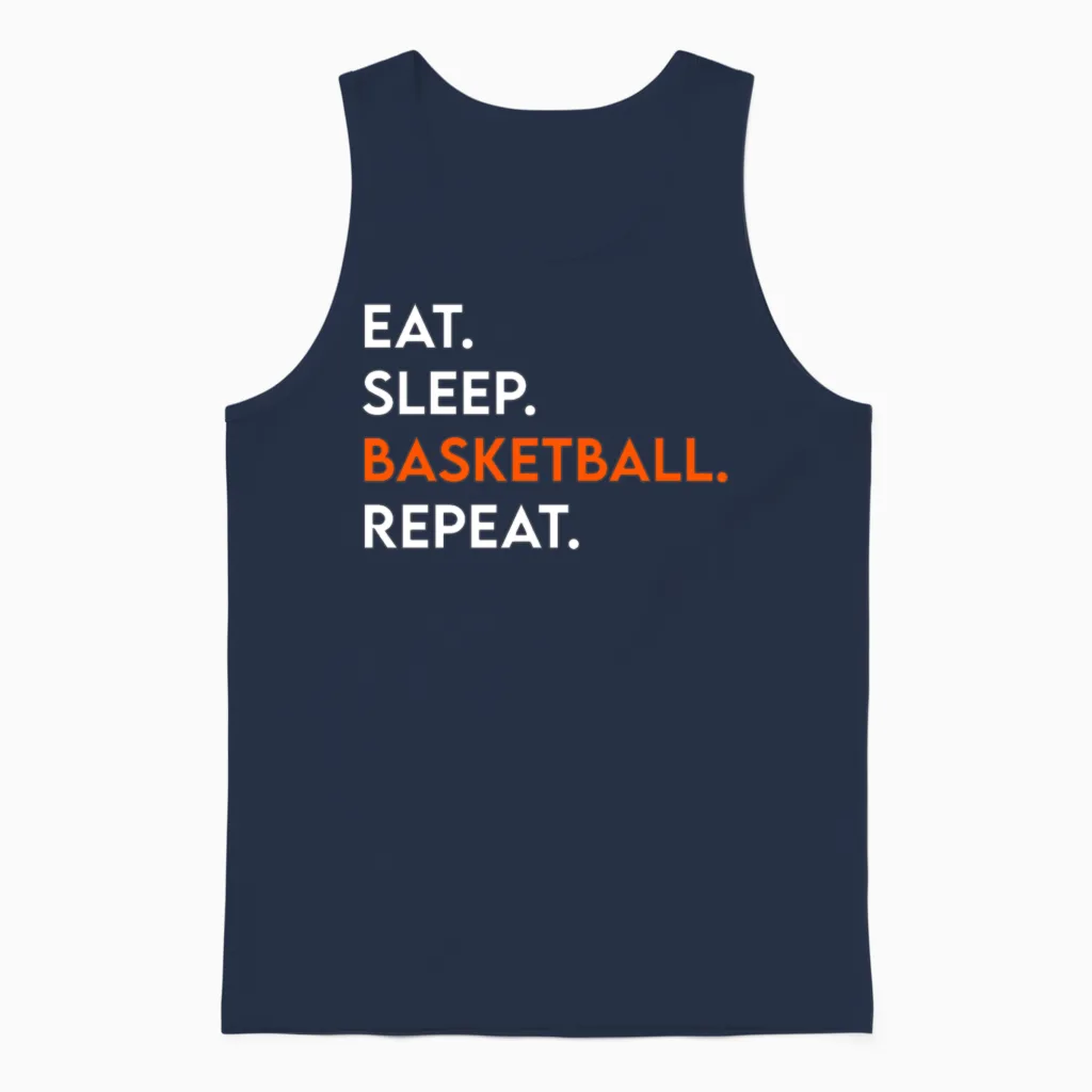 Eat Sleep Basketball Repeat Unisex Tank Top in Navy
