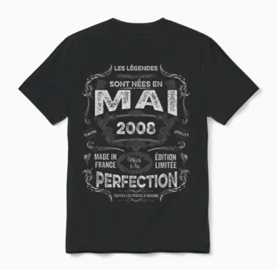 Vintage Les Légendes Sont Nées En Mai 2008 18e Anniversaire Unisex T-Shirt - Black
