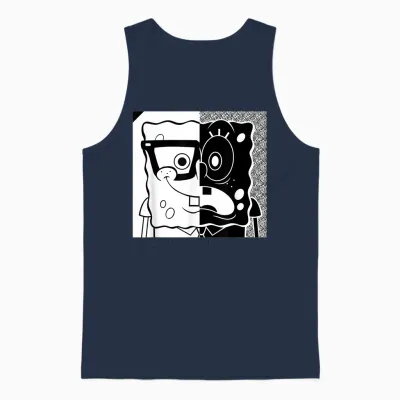 Spongebob Squarepants - Superfly Black and White Unisex Tank Top - Navy