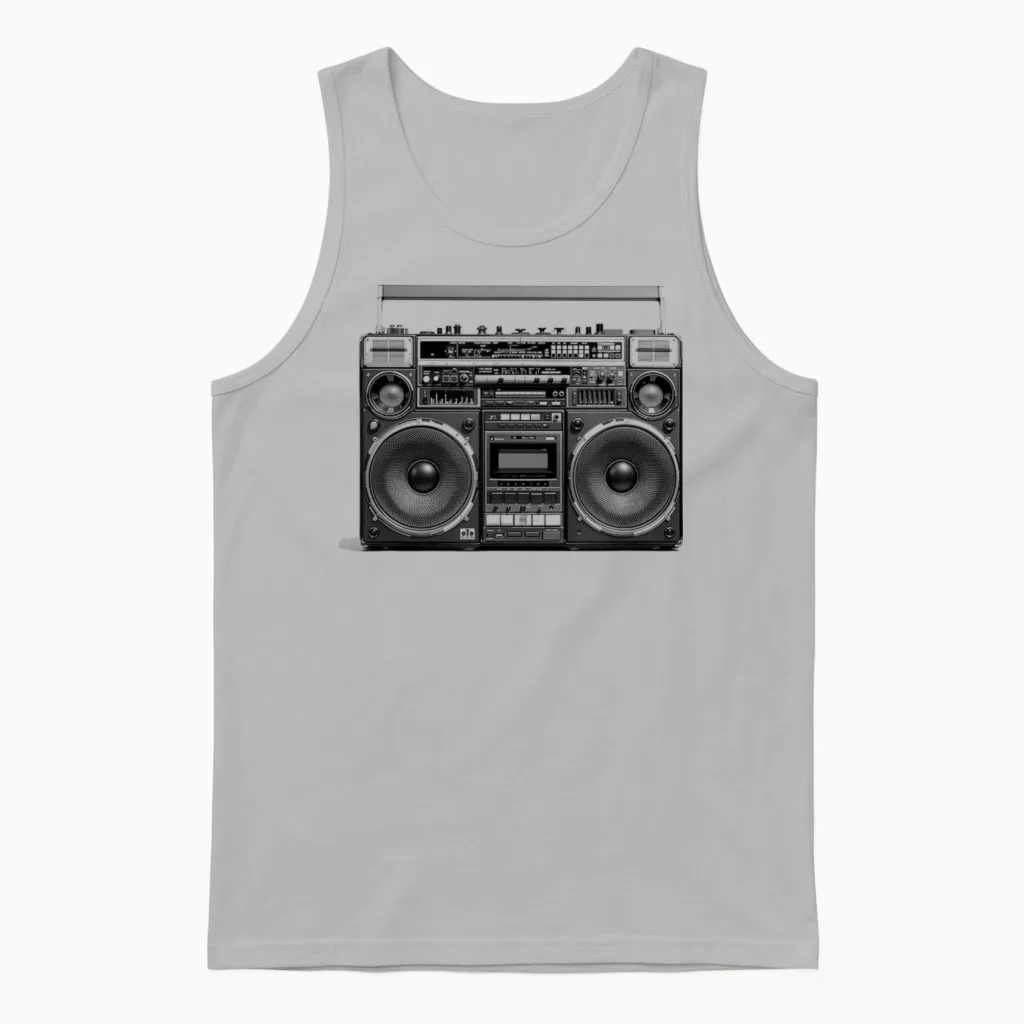 Ghetto Blaster Lecteur Cassette Rétro Années 80 90 Unisex Tank Top in Ash