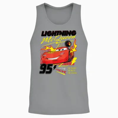 Cars Lightning Mcqueen on Fire T-Shirt, Black Unisex Tank Top - Sport Grey