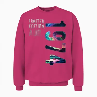 Limited Edition 1974 August Birthday Polar Lights Unisex Sweatshirt - Heliconia