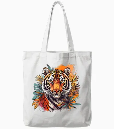 Niedlicher Tiger Mit Blumen I ästhetischer Tiger Tote Bags - White