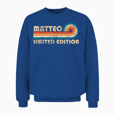 Matteo Retro 70s 80s Sunset Stripe Unisex Sweatshirt - Royal