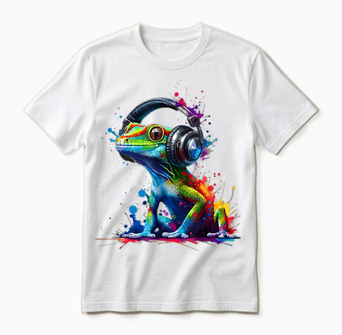 Bunte Splash-Art-Geckos. Eidechsen-Gecko-Liebhaber. Unisex T-Shirt in White