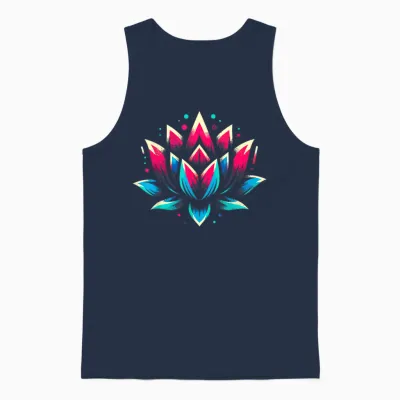 Symbole De Fleur De Lotus Cool Dans Le Style Artistique Graffiti Homme Femme Unisex Tank Top - Navy