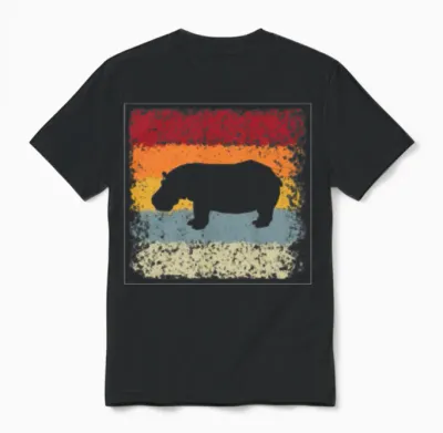 Hippo Retro Unisex T-Shirt - Black