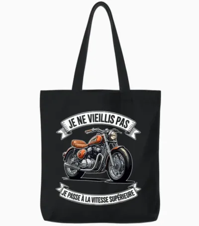 Motorcycle Biker Man Biker Je Ne Vieillis Pas Moto Tote Bags - Black
