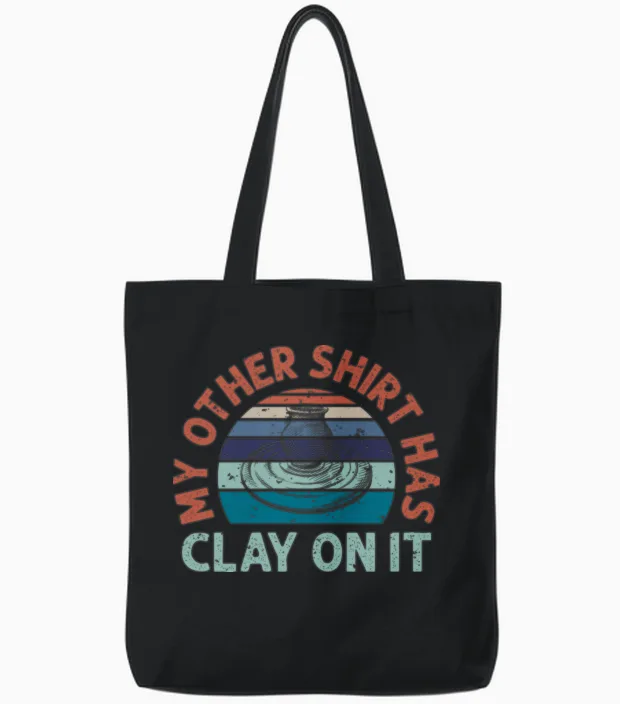 Pottery Funny Tote Bags in Black