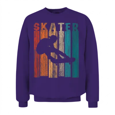 Retro Vintage Skater Skateboarder Unisex Sweatshirt - Purple