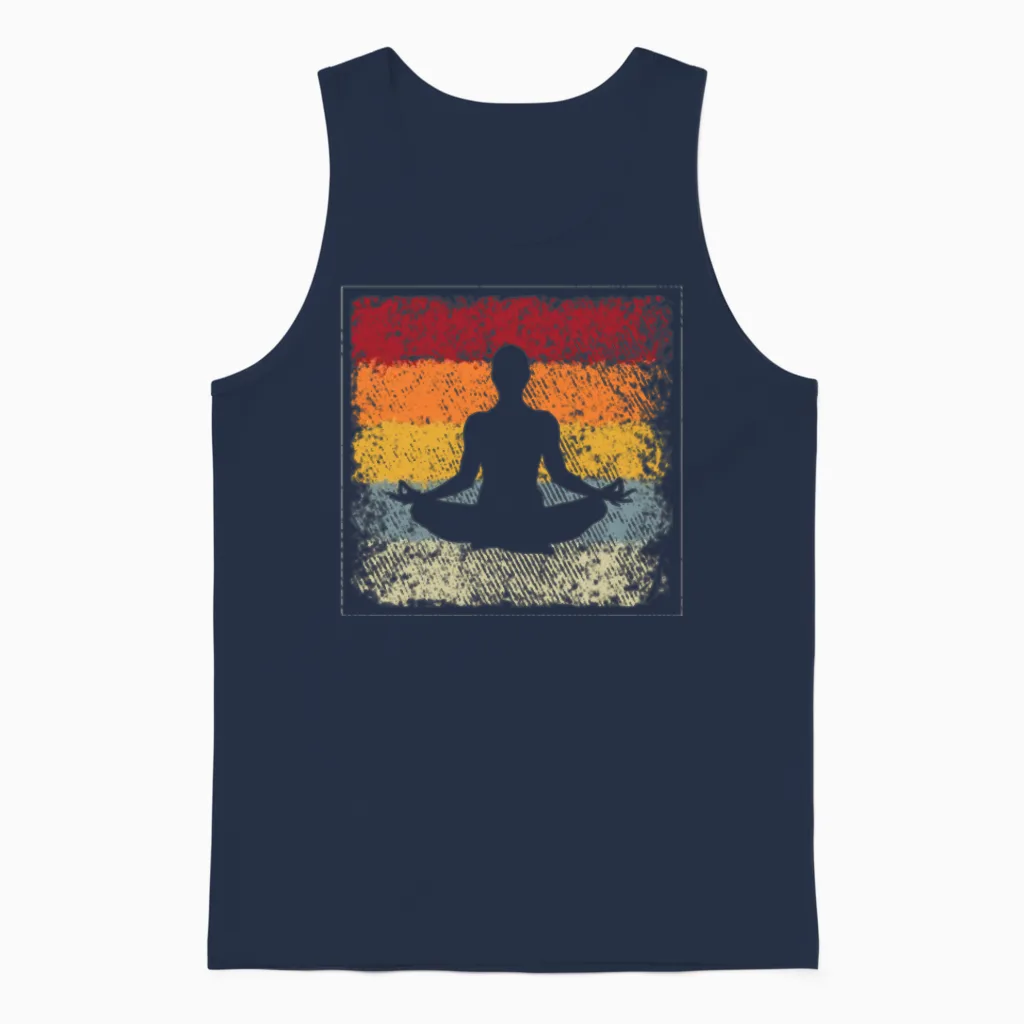 Meditation Retro Unisex Tank Top in Navy