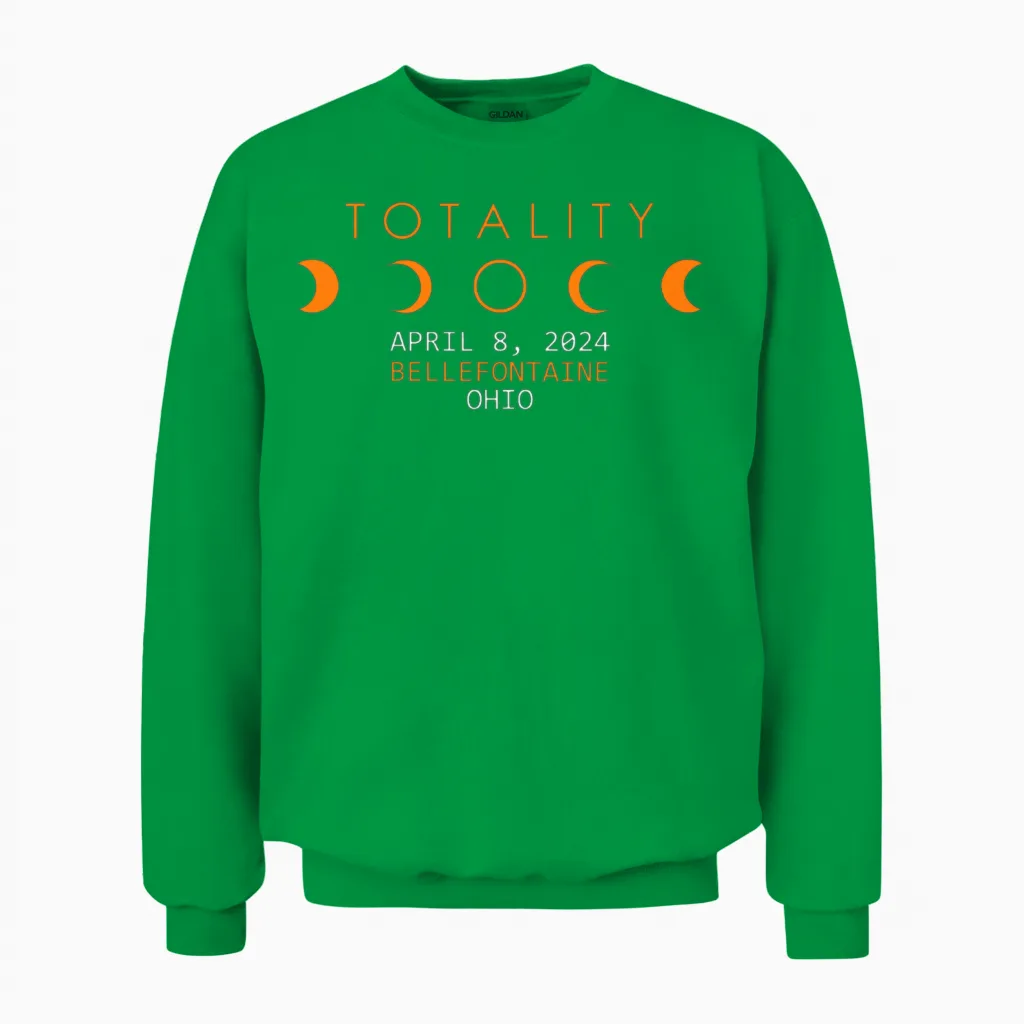 Totality Eclipse Path of Totality Ohio America Unisex Sweatshirt in Irish Green