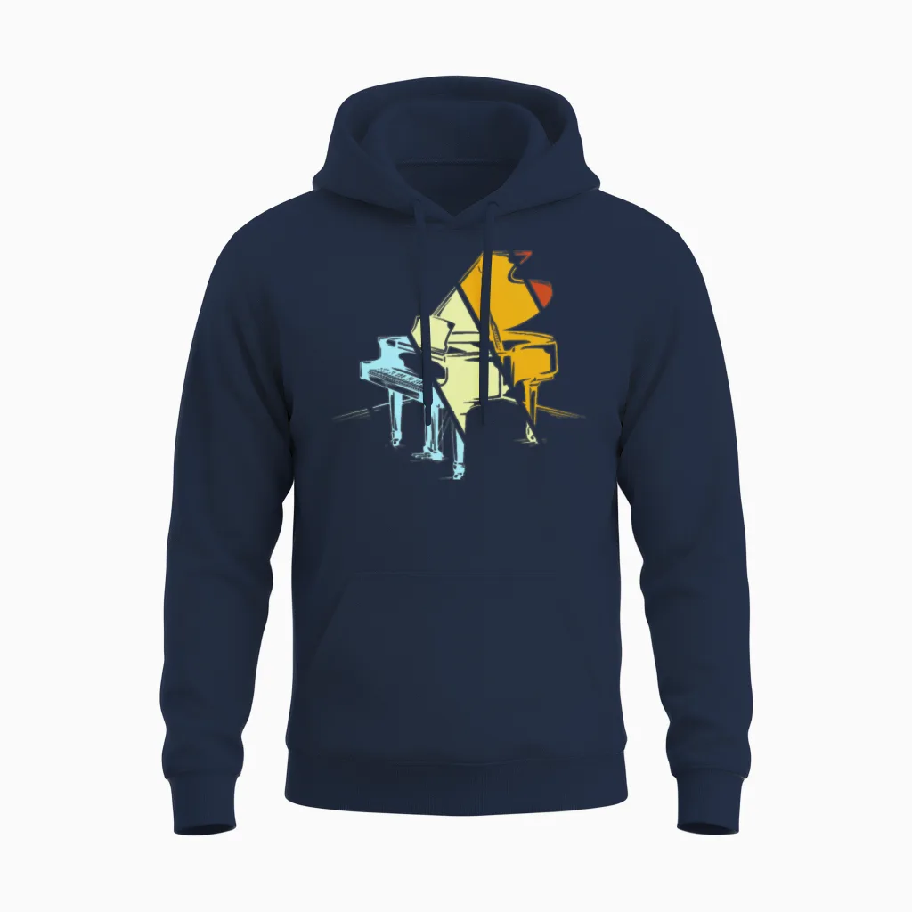 Piano Retro & Keys Unisex Hoodie in Navy