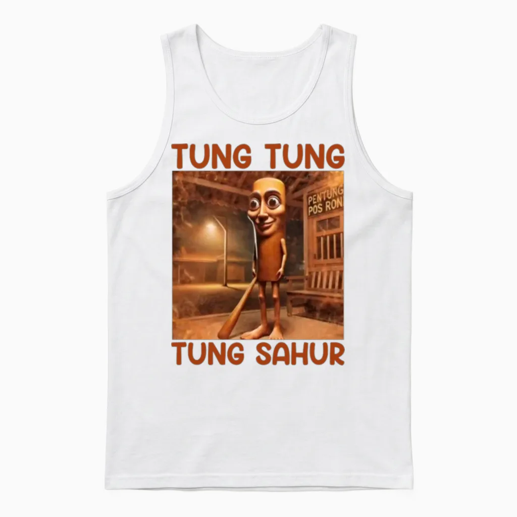 Ung Tung Tung Sahur β Viral Sahur Meme Unisex Tank Top in White