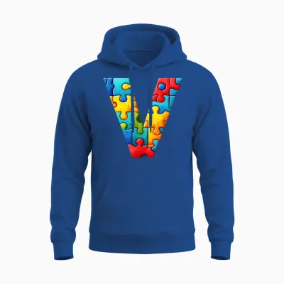Autism Idée-Cadeau Personnalisé Lettre V Autiste Unisex Hoodie - Royal