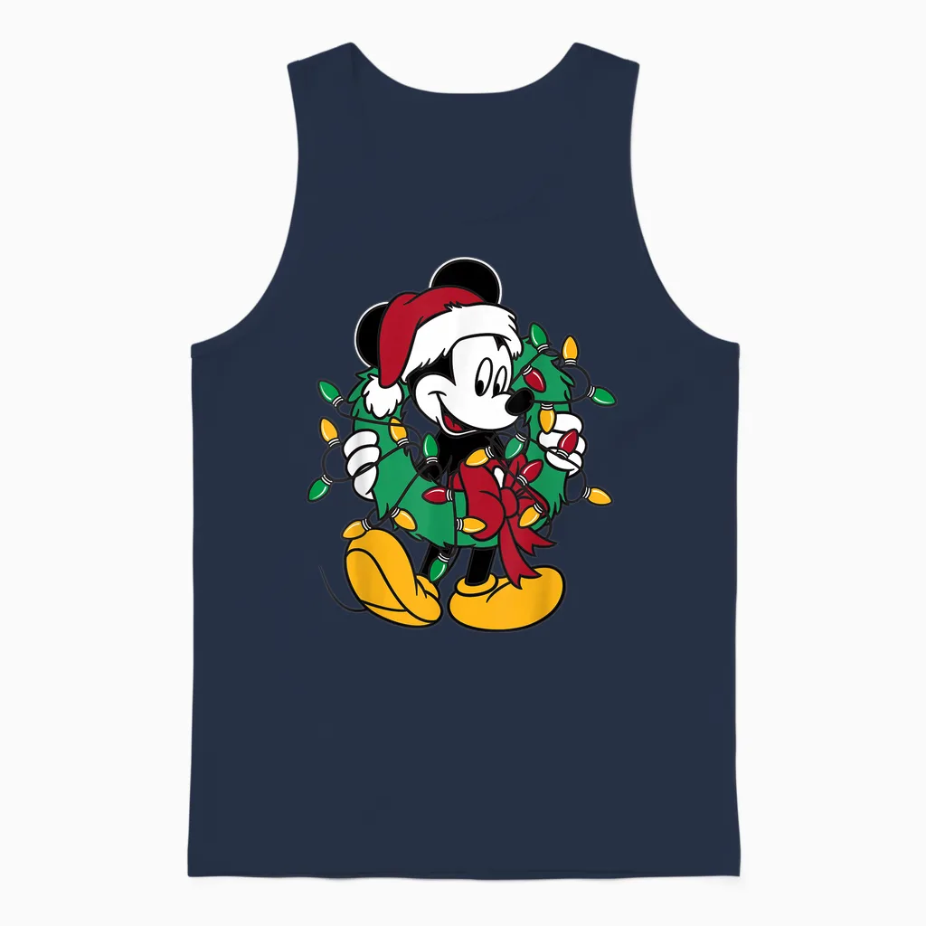 Disney - Mickey Mouse Christmas Lights Unisex Tank Top in Navy