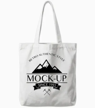 Retro Authentic Style Mockup for Light Tote Bags - White