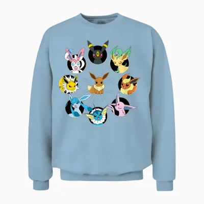 Pokémon - Eevee Evolution Circle Unisex Sweatshirt - Light Blue