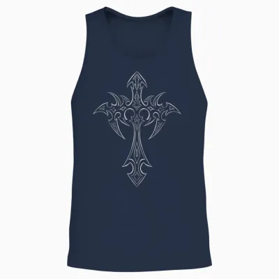 Gothic Cross Grunge Aesthetic Y2k Mall Goth Unisex Tank Top - Navy