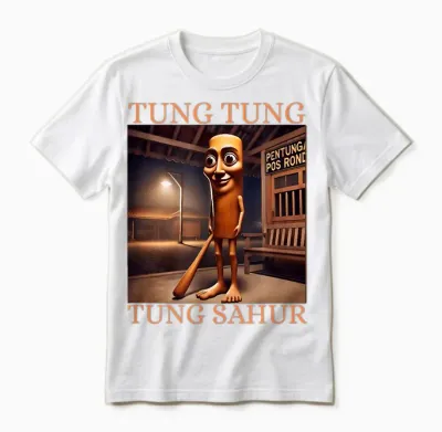 Tung Tung Sahur T-Shirt Brainrot Humour Gen Z Unisex T-Shirt - White
