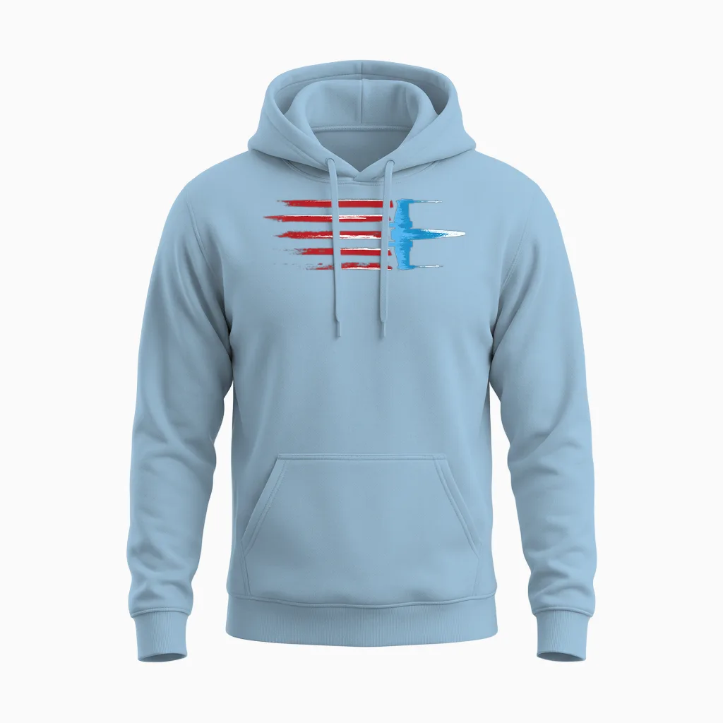 Star Wars Rebel X-Wing Fighter Red White & Blue Usa America Unisex Hoodie in Light Blue