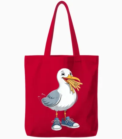 Möwe Sneaker Pommes Cool Tote Bags - Red
